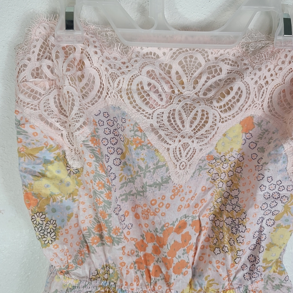 Victoria Secret Sexy Sleepwear One Piece Floral Lace Romper Strapless Sz Small - Picture 2 of 11